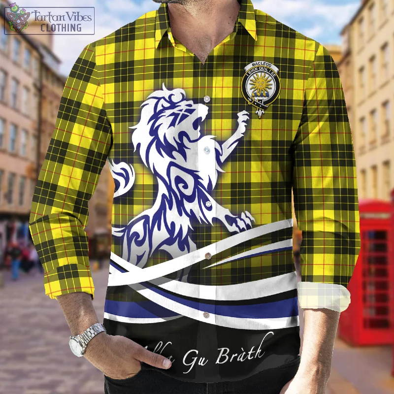 MacLeod (McLeod) Tartan Long Sleeve Button Up Shirt with Alba Gu Brath Regal Lion Emblem MacLeod (McLeod) Tartan Long Sleeve Button Up Shirt with Alba Gu Brath Regal Lion Emblem