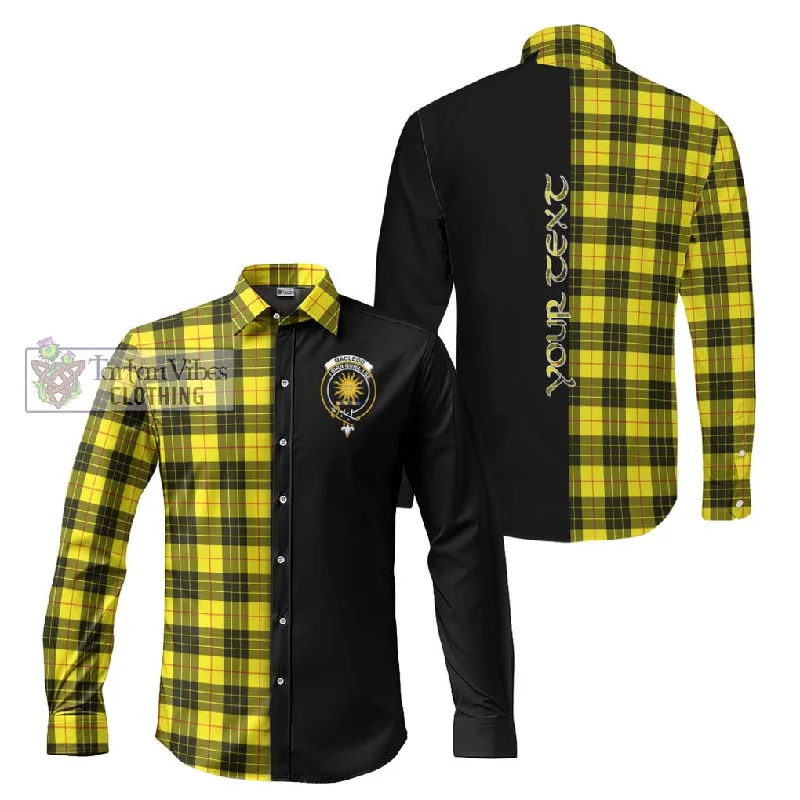 MacLeod (McLeod) Tartan Long Sleeve Button Shirt with Family Crest and Half Of Me Style MacLeod (McLeod) Tartan Long Sleeve Button Shirt with Family Crest and Half Of Me Style