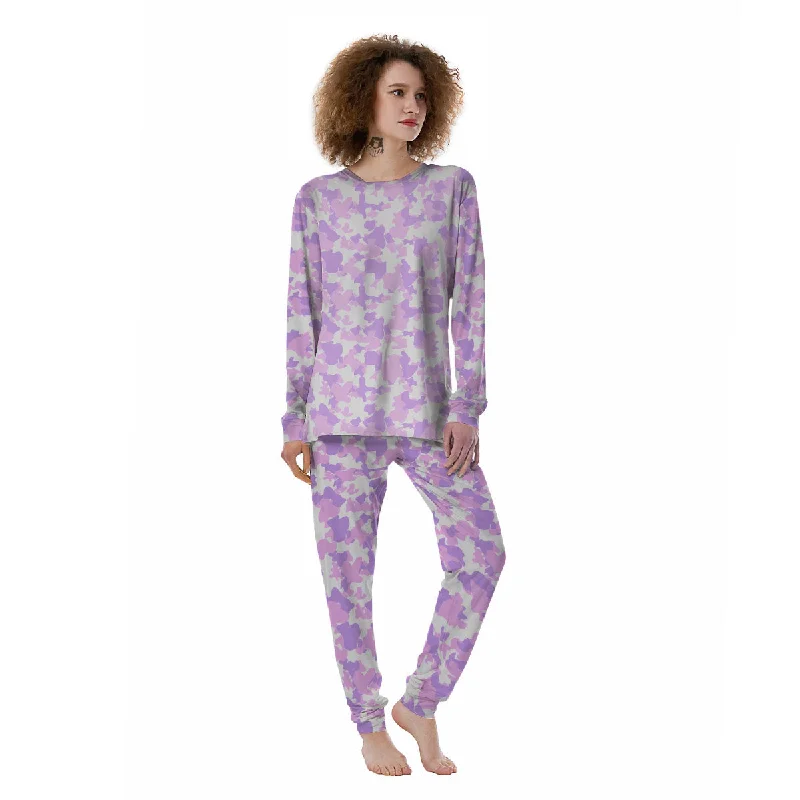 Camouflage Purple Pastel Print Women's Pajamas Budget-friendly pajama sets