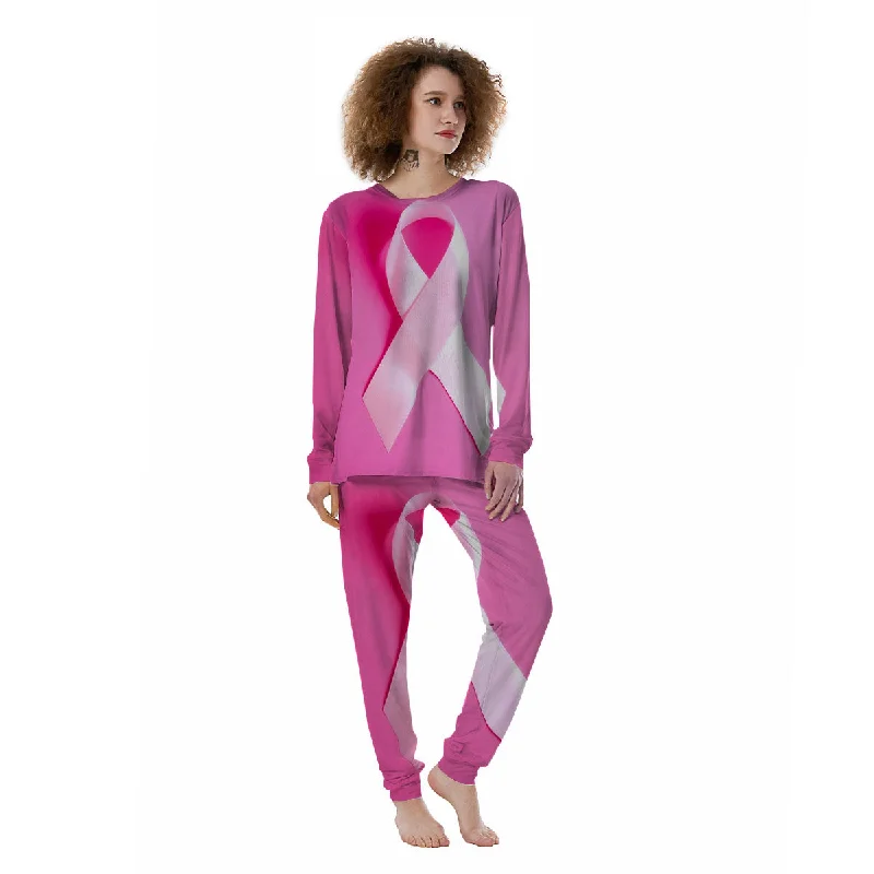 Cancer Breast Little Ribbon Print Women's Pajamas Cheap pajama sets