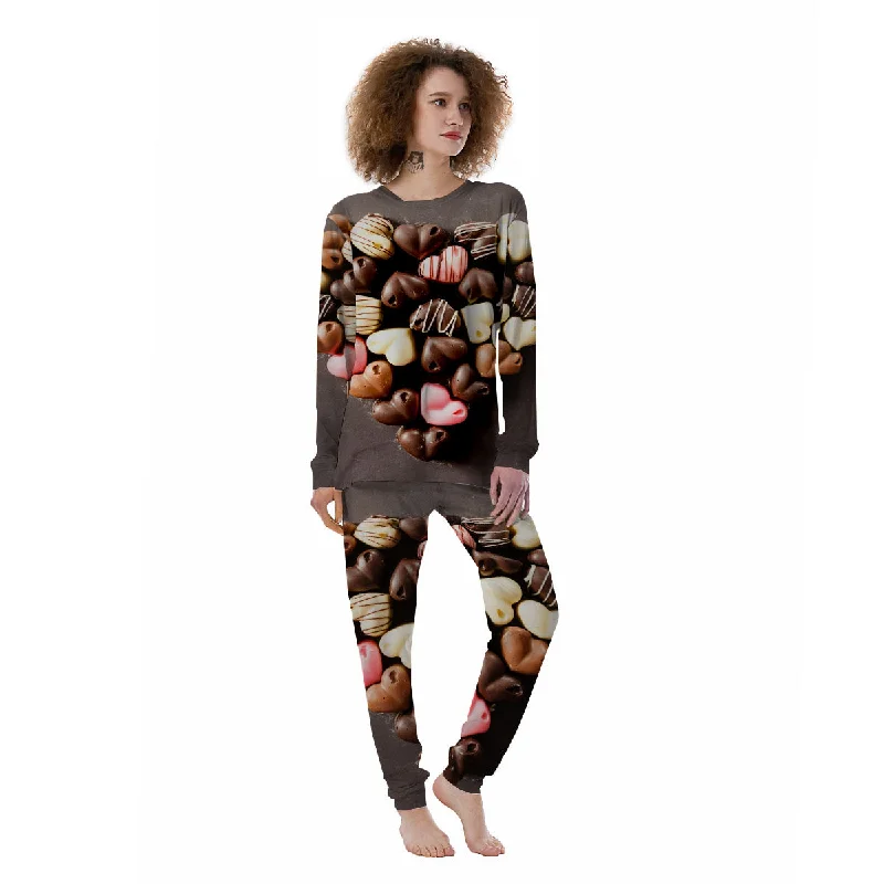 Candy Chocolate Heart Print Women's Pajamas Shein pajama sets