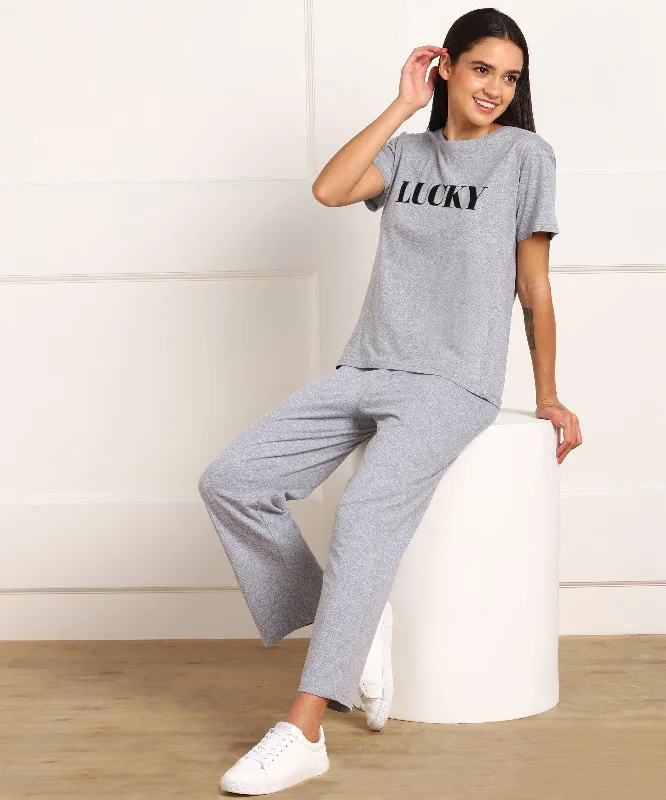 Women Printed T-shirt & Pyjama Set Pure Soft Cotton Forever 21 pajama sets