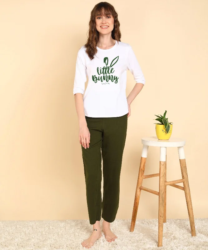 Women Printed 3-4U T.Shirt & Pyjama Co-Ord Set Best pajama sets for hot sleepers