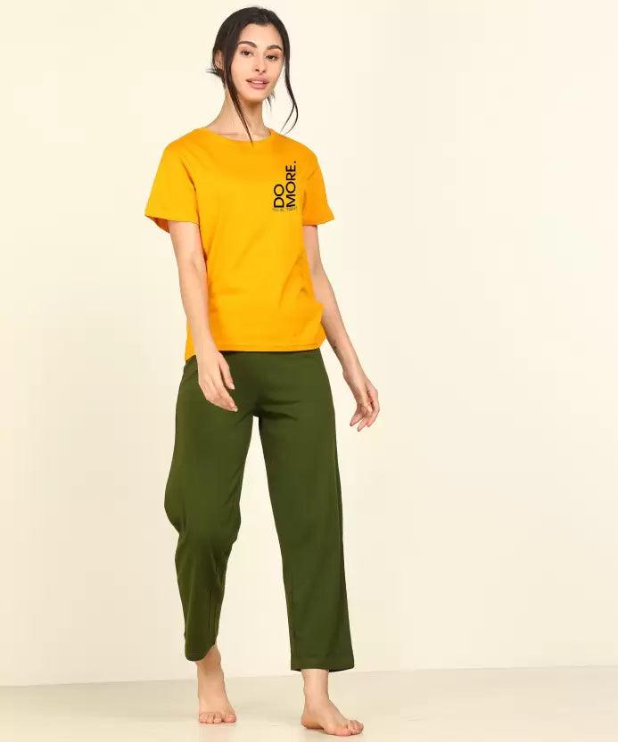 Women Printed T-shirt & Pyjama Set Pure Soft Cotton Spa pajama sets