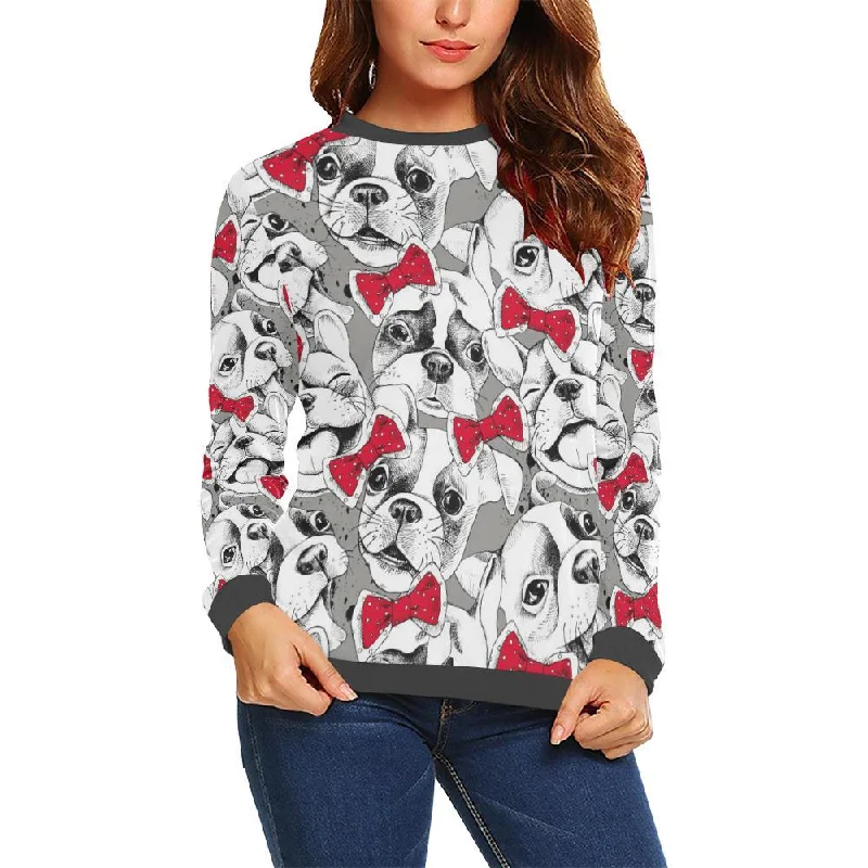 Bulldog Tuxedo Pattern Print Women's Sweatshirt Layering sweaters