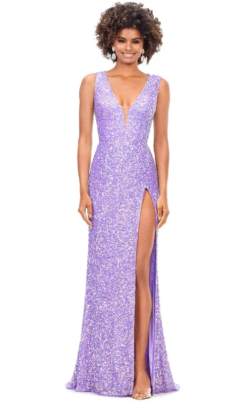 Ashley Lauren 11373 - Deep V-neck Sleeveless Evening Dress Wrap party dresses