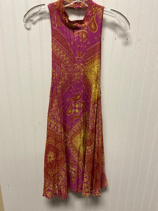 Dress Casual Short By Free People In Purple & Yellow, Size: Sp Stylish Pleated Skirt