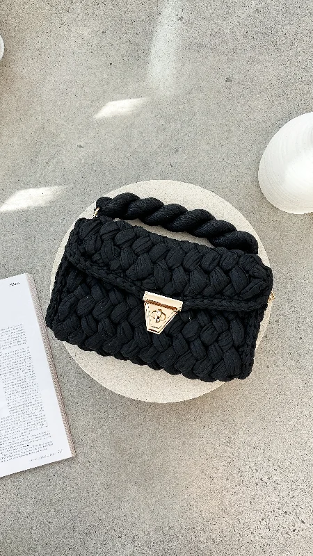Annabel Chunky Plaited Handbag - Black Sequin unclassified dresses