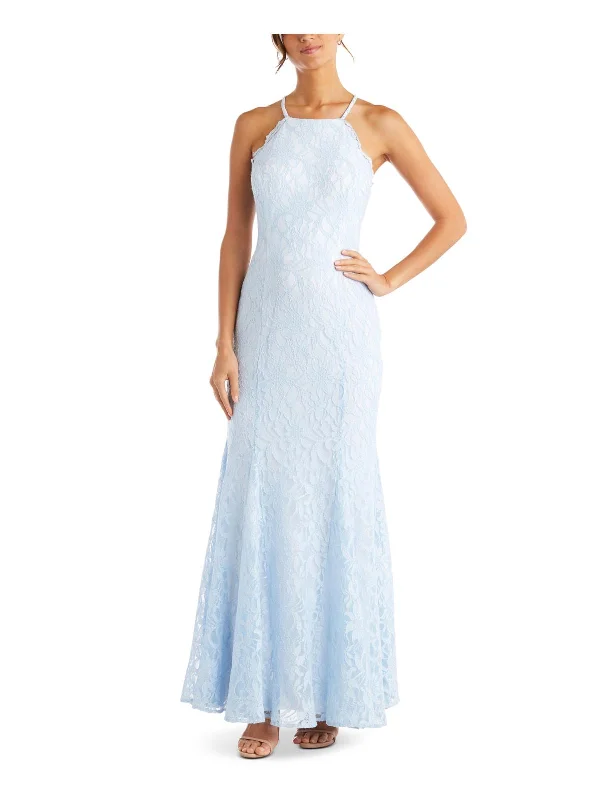 Juniors Womens Lace Open Back Formal Dress Lace Evening Dress