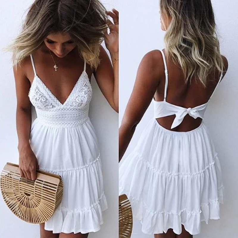 Midsummer Women's Lace Backless Dress Lace Wedding Gown