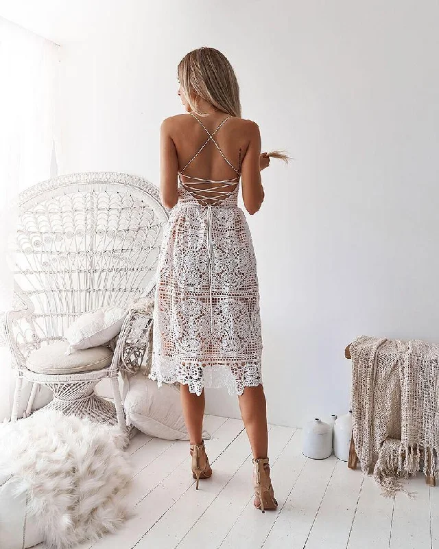 Sling lace halter dress Lace Dress Day