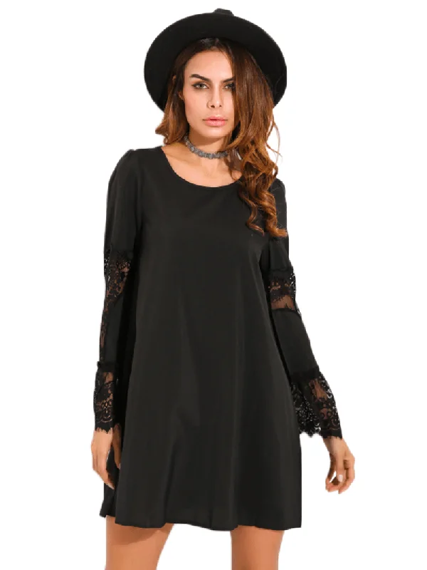 Women Crochet Lace Hollow Out Dress Lace Dress Style
