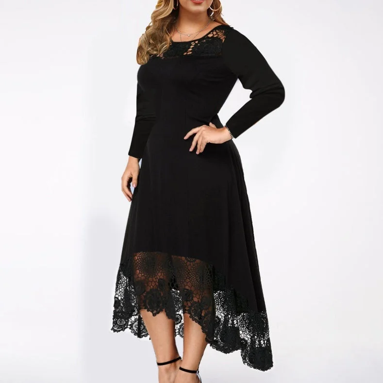 Women's Solid Color Chest Wrap Lace High Waist Base Dress Lace Shift Dress